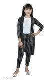 Cotton blend checked women's 3-piece dress (jacket with palazzo), three-quarter sleeves, sizes XXS-L