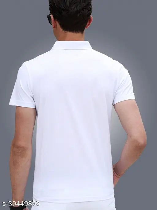Gold printed polo neck cotton t-shirts for men, short sleeves, India origin