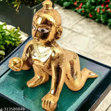 Pure brass Krishna idol (Laddu Gopal), 2 no/petal murti, 7cm x 7cm x 5cm, Indian origin