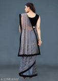 Grey embroidered net sequin saree with separate blouse, Indian traditional wear