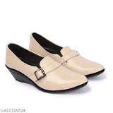 Synthetic leather, striped ballerinas from Latest Office Bellies Collection - comfortable, cushioned, non-slip wedge heels for women's & girls' fashionable footwear