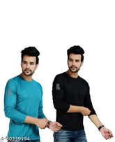 Black & Sky full-sleeve sports t-shirt combo pack (2pcs), super net fabric, active wear for men