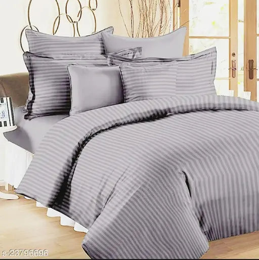 Cotton strips king size bedsheet with microfiber, 140 thread count & 2 pillow covers - Homesense on display