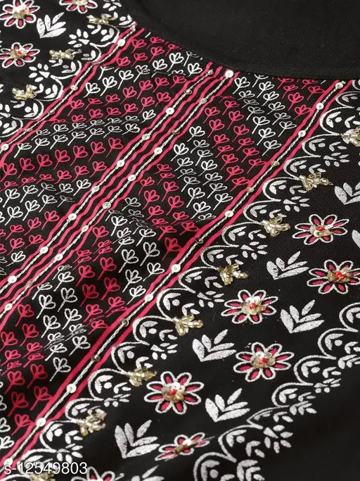 Rayon printed long kurti with palazzos for women, three-quarter sleeves, Indian traditional attire