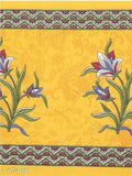 Yellow cotton flower-printed Jaipuri double bed sheets with 2 pillow covers, suitable for home decor or others