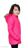Pink nylon jacket & coat for girls, solid design, size 10-11 years, India origin