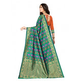 Multi-colored Banarasi silk saree with blouse (5.3mtr), intricate designer weaving work