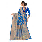 Banarasi silk blue saree with blouse (5-6mtr), traditional designer weaving work on display