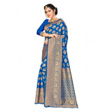 Blue Banarasi silk saree with blouse (5.25mtr), intricate designer weaving work for traditional Indian attire