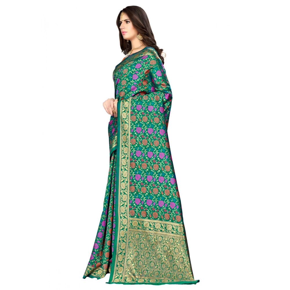Banarasi silk saree with blouse (multi), intricate designer weaving work on a luxurious 5.3mtr long saree and matching blouse