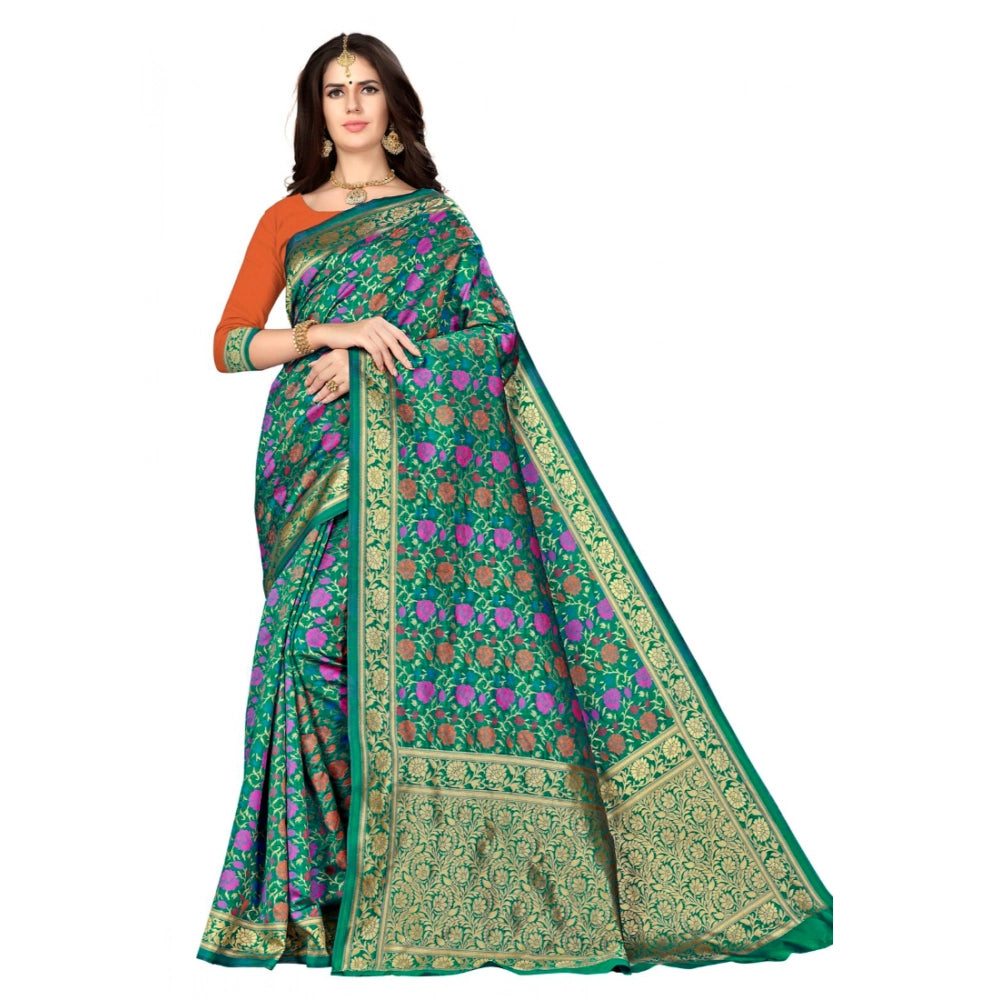 Multi-colored Banarasi silk saree with blouse (5.3mtr), traditional Indian women's attire