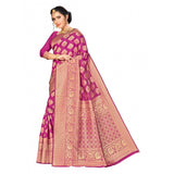 Wine Banarasi silk saree with blouse (5-6mtr) - Elegant women's traditional Indian wear in vibrant wine hue