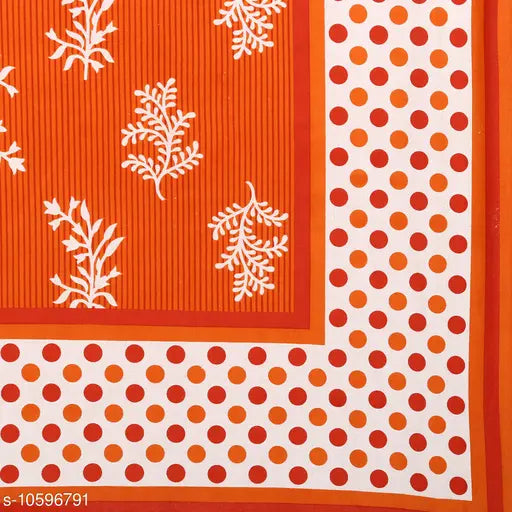Orange goli cotton pillow cover, single size (100x63), high-quality thread count 104, made in India
