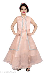 Net gown frock with koti for girls, Indian georgette party dress for weddings and festivals