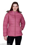 Nylon solid winter jacket for women, long sleeves, Karori brand