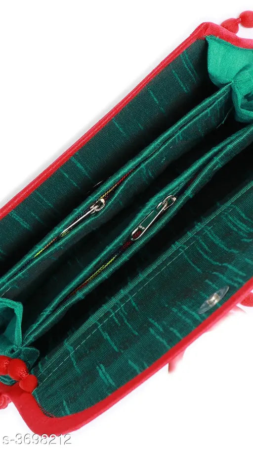 Trendy silk sling bag, embroidered net pattern, free size, Indian-made fashion accessory