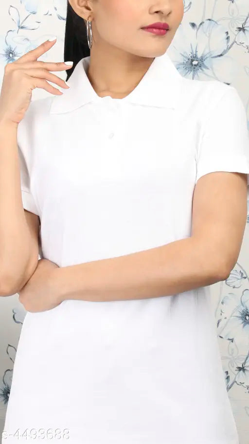 Cotton short-sleeved women's t-shirt by Fleximaa, solid color, made in India