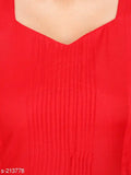 Red polyester stylish fancy women kurti available in S, M, L, XL, XXL