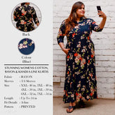 Rayon floral print flared kurti for women, three-quarter sleeves, vibrant Indian fashion