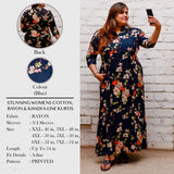 Rayon floral print flared kurti for women, three-quarter sleeves, vibrant Indian fashion