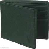 Green album style PU leather card holder with chain coin pocket for men, featuring multiple card slots & compact design (made in India)