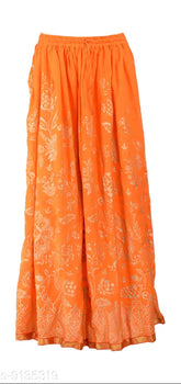 Pure rayon gold print long skirt, Rajasthani Jaipuri block design from India