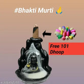 Poly resin Lord Shiva Adiyogi statue with 101 smoke dhoop cones, Indian decorative showpiece for religious home decor
