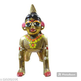 Golden Pure Brass Radha Rani Murti Idol (Feng Shui Showpiece), Size 2, Height 8cm