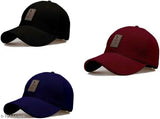 Black, blue, and maroon self-design cotton baseball cap. One size, made in India
