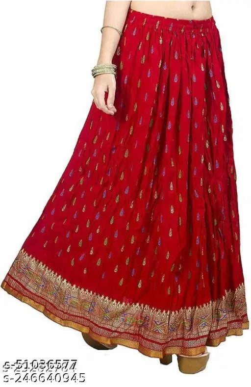 Rayon traditional block print skirt, vibrant and elegant, free size, perfect for modern Indian women