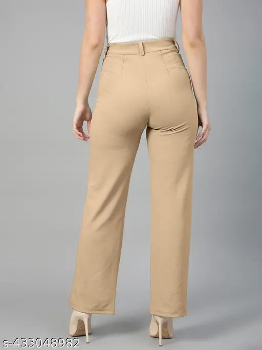 Cotton blend solid trousers for women, modern and classy style, size N from India