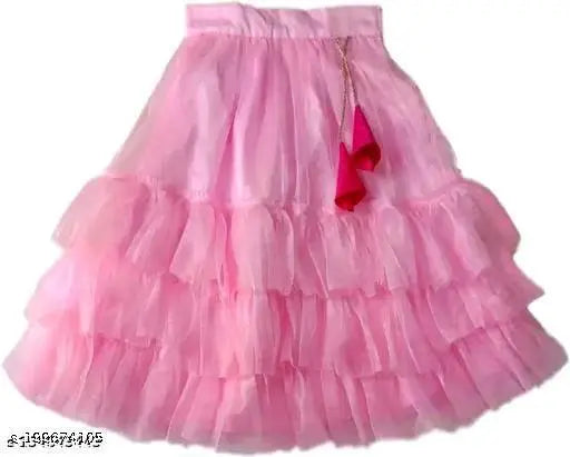 Kids cotton blend sleeveless embroidered lehenga cholis, Indian ruffle net duppatas on display stand for 1-2 years (size 22in waist, 22in length), 2-3 years (size 24in waist, 24in length)