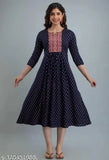 Rayon embroidery printed kurta for women and girls, vibrant colors on a three-quarter sleeve design from ZARA FASHION India