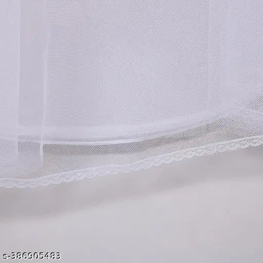 Solid net 2-layer petticoat for women's wedding dresses, India-made" (113 characters)