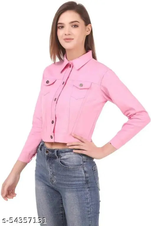 Pink cropped jacket from India, trendy size XS/L (38in bust, 21in length, 16in shoulder), featuring a stylish side pocket