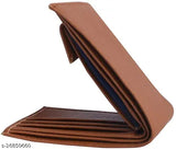 Trendy men's brown PU two-fold wallet, solid design, 2 compartments, free size (9cm x 11cm), India-made wallet for daily use with 8 card slots