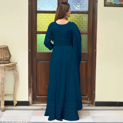 Rayon embellished kurti with net dupatta for women - Indian printed fashion wear for functions and daily life, sizes M-5XL