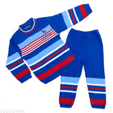 Wool colorblocked sweater and pyjama pant set for baby boys and girls, suitable for winter weather (India origin)