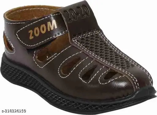 Brown synthetic leather casual shoes-sandals for 3 months to 7 years, ideal for boys and girls for regular and party wear. Adjustable Velcro fastening on soft upper materials