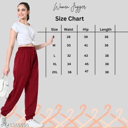 Maroon and black women's woolen fleece combo jogger pants for winter - soft, fleece fabric, elastic waistband, adjustable drawstring, side pockets