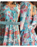 Organza Georgette printed gown set with dupatta, trendy and breathable for women's functions & events (India)