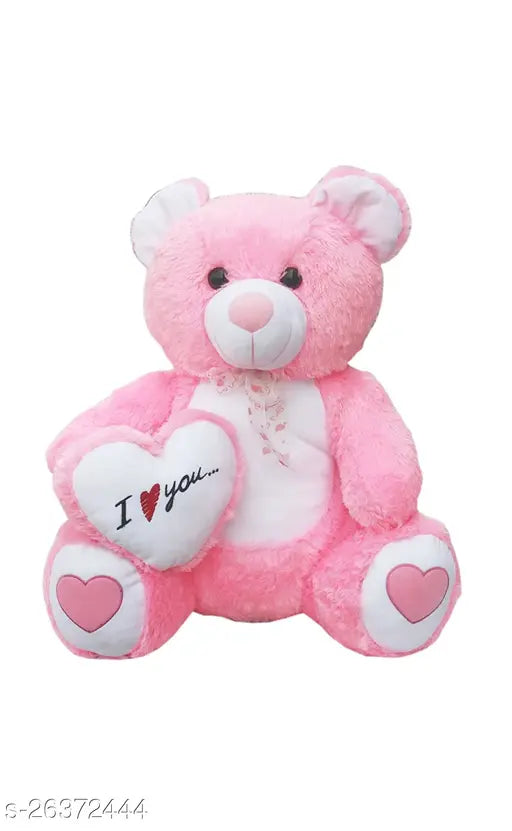 Pink teddy bear with "I love you" heart, 60cm, India-made plush toy for display