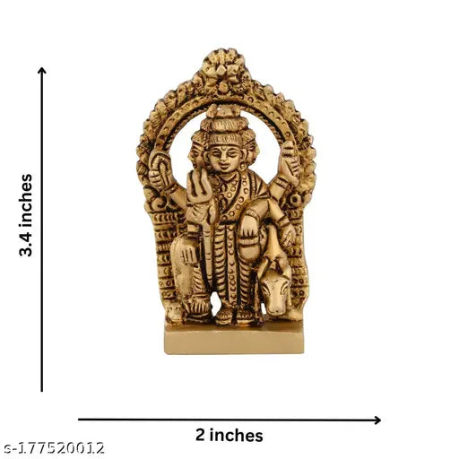 Brass Dattatreya Swami statue, Trimurti Bhagwan Lord Datta, exquisitely detailed, golden finish, 3.4" H x 2" W x 2" D, limited edition for sacred spaces