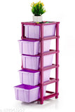 Purple-clear plastic four-drawer home organization system, ideal for office, hospital, parlor, school, doctors', and kids' spaces