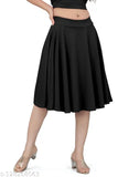 Pure Lycra Cotton Blend knee-length skirt, free size. Soft, stretchable, and vibrant solid contrast striped design for women's wardrobe collection