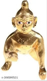 Brass Laddu Gopal Ji statue, intricately crafted Indian deity figurine, 1 inch tall and wide