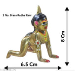 Pure brass, intricately painted Radha Rani Murti idol (Size 2, H:8cm), Feng Shui decor from India