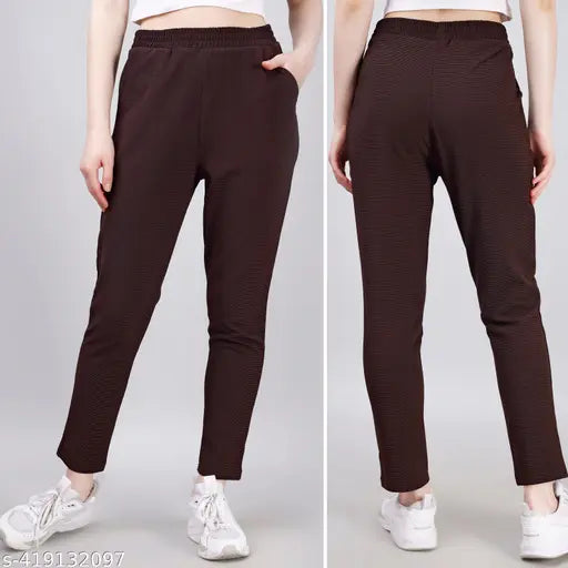 Women's pack of 1 textured net polycotton plus size tack pants for activewear, gymwear, joggers, sleepwear. Includes 2 side pockets with a drawstring closure. Smart fit trousers from India