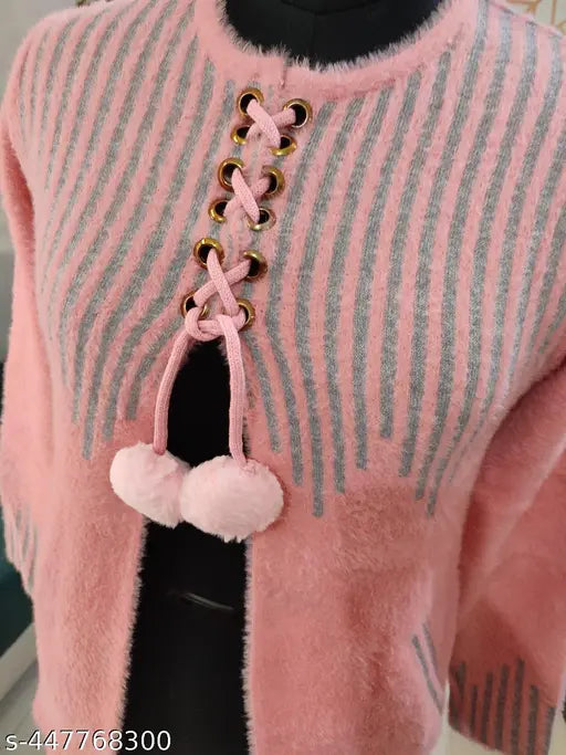 Premium hair wool women's winter cardigan in Ladoo design, rich look and comfortable fit