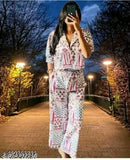 Trendy polycotton summer jumpsuit dresses with printed net pattern, short sleeves. Two pieces set available in sizes XS, S, and M